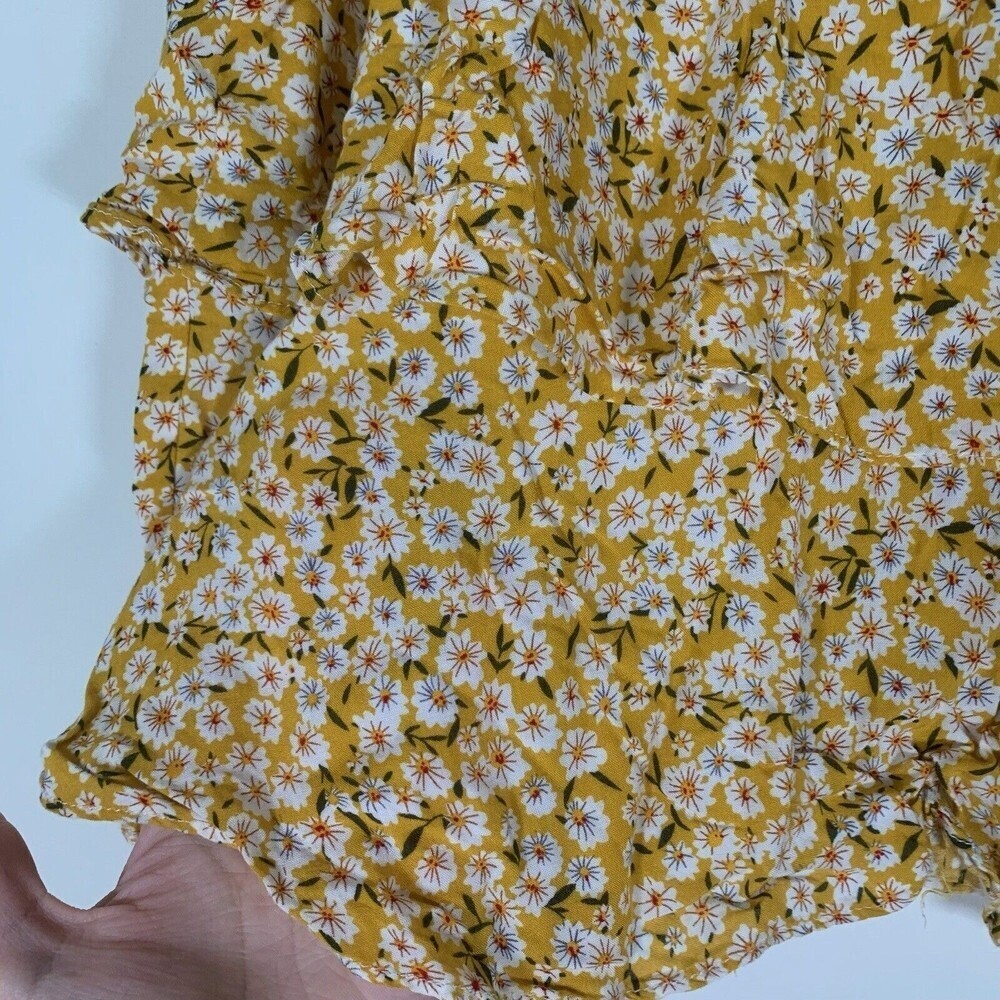 Missguided Skirt Women’s 10 Yellow Floral Tiered Mini Skirt - Picture 2 of 6